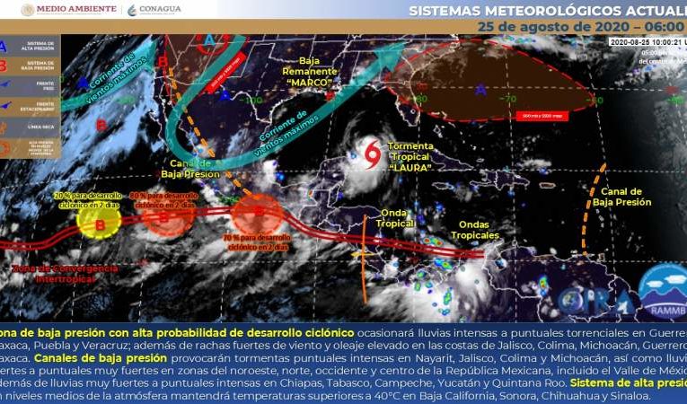 Se pronostican lluvias torrenciales en Guerrero, Michoacán, Oaxaca, Puebla y Veracruz