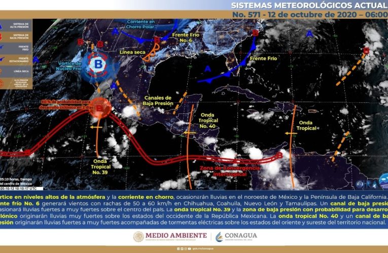 Prevén fuertes lluvias en el país por Onda Tropical 39